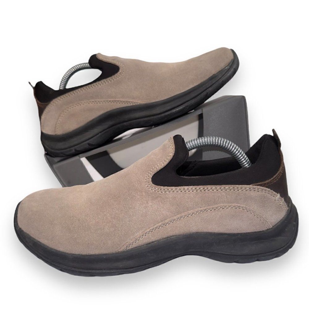 Lands' End‎ All Weather Slip-on Suede Moc Shoes Beige Women's 7.5